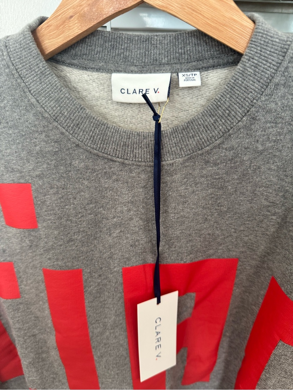 Clare V. women’s Gray Sweatshirt with Red 'CIAO' Graphic - Picture 2 of 3